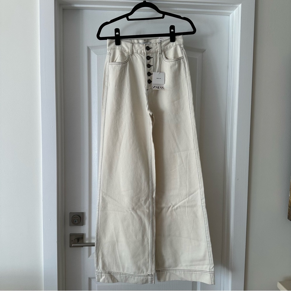 Zara Women’s Cream Wide Leg Jeans - Picture 9 of 11